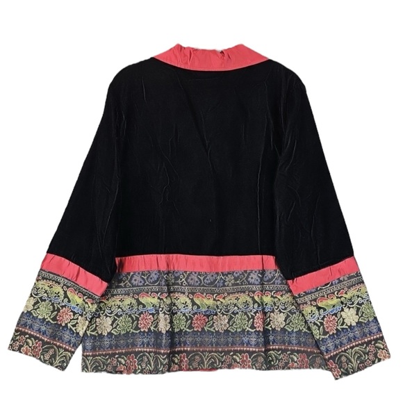 COLDWATER CREEK Velvet Tapestry Jacket in Black/Red/Gold Size Medium - Picture 3 of 6